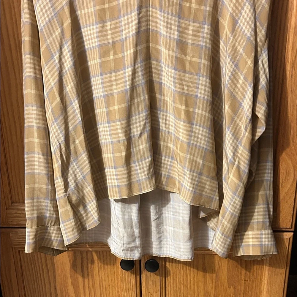 Wilfred Mustard and Cream Plaid V-Neck Tunic - Picture 2 of 5